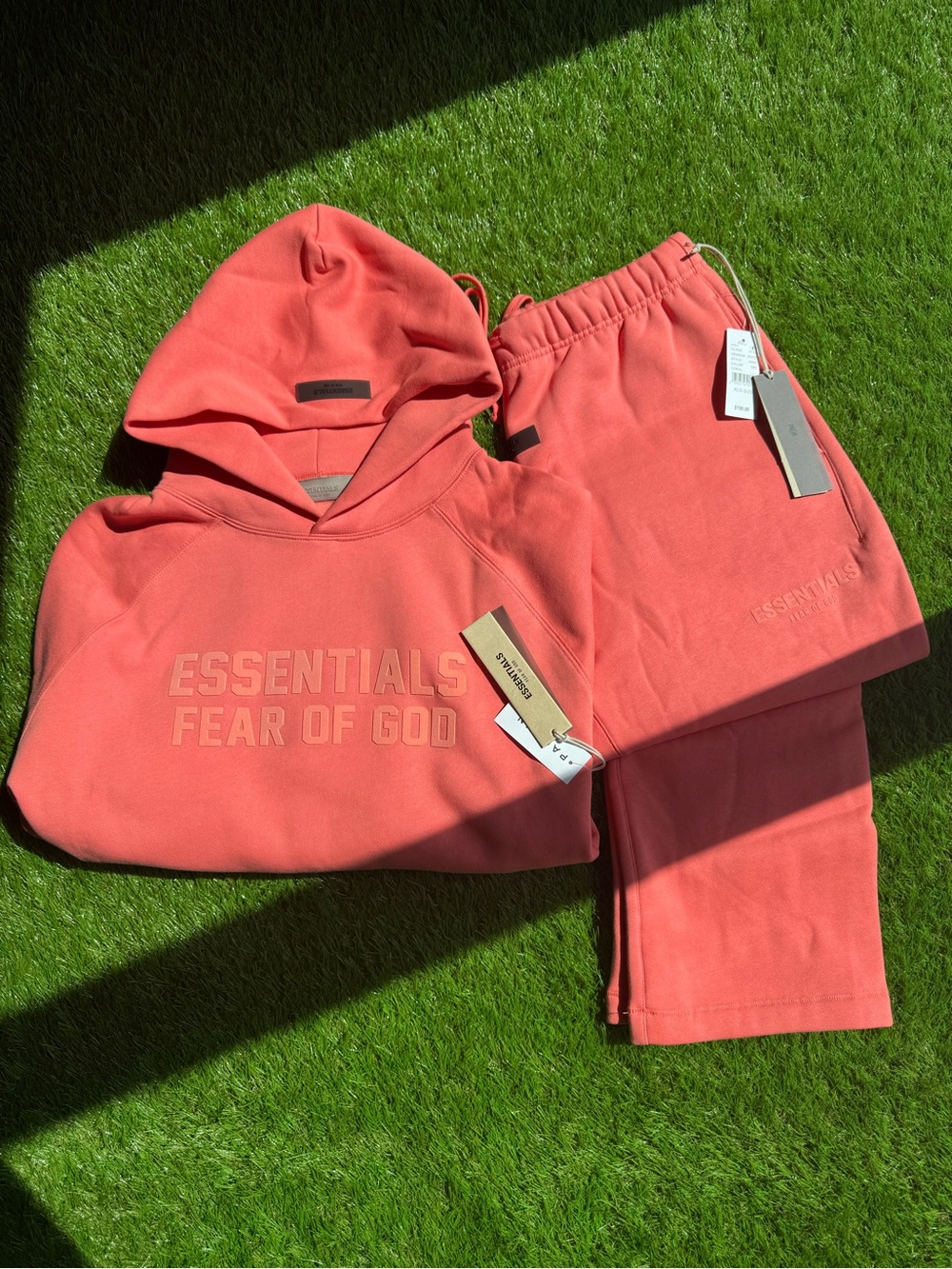 Fear of God ESSENTIALS Hoodie & Sweatpants - Coral Pink